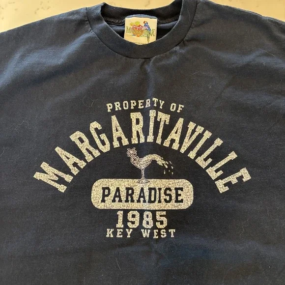 VTG Jimmy Buffet Margaritaville Tshirt Paradise‎ 1985 Key West Navy Blue SZ LG - Picture 3 of 8